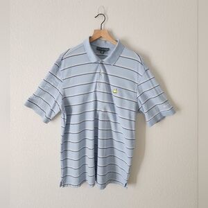 Masters Collection Men's Striped Light Blue Polo XL Top 100% Pima Cotton